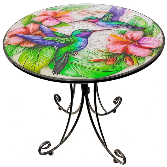 NNETM Round Metal Side Table Hummingbird