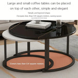 NNEOBA Elegance in Contrast: Set of 2 Round Nesting Marble Coffee Tables in Style9: Black and White