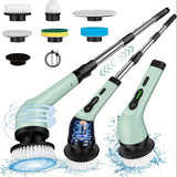 NNETM Cordless Electric Rotary Cleaning Brush – Adjustable Handle & Replaceable Heads