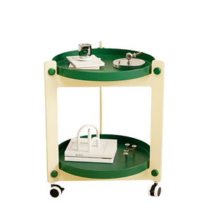 NNETM Double-Layer Rolling Coffee Table - White and Green