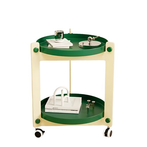 NNETM Double-Layer Rolling Coffee Table - White and Green