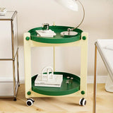 NNETM Double-Layer Rolling Coffee Table - White and Green