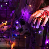 Halloween LED Solar Fairy Light, Purple Orange/Purple/Orange, IP54. Outdoor Solar Courtyard Decoration, Garden, Party, Camping, Festival Celebration, Courtyard Decoration, Christmas Tree Embellishment, Creating a Terrifying Halloween Atmosphere