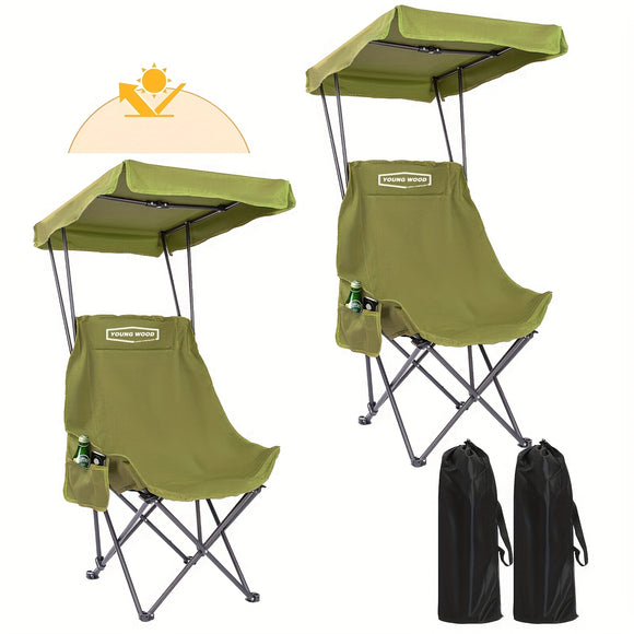 NNETM Camping Chair with Canopy and Side Pocket