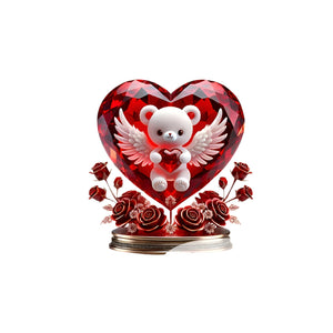 NNETM Crystal Bear Holding Heart Ornament