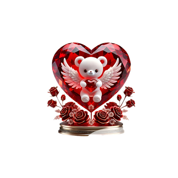 NNETM Crystal Bear Holding Heart Ornament