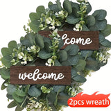 NNETM 2pcs Evergreen Ramadan Artificial Eucalyptus Wreaths for Spring Decor