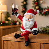Red and White Resin Elderly Figure Ornament Seated Character Raising a Glass