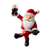 Red and White Resin Elderly Figure Ornament Seated Character Raising a Glass