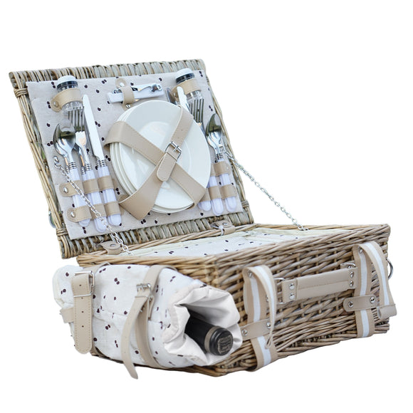 NNETM Four-Person Rattan Picnic Basket Set