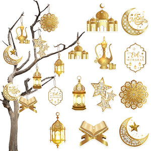 NNETM 10pcs Eid Mubarak Paper Pendants Ramadan Decorations