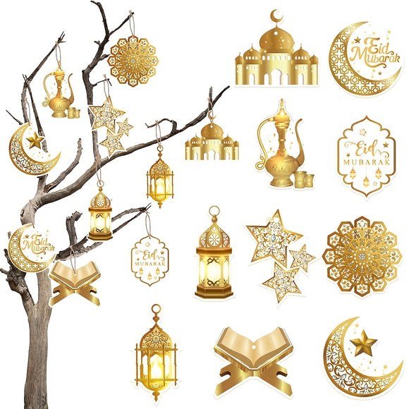 NNETM 10pcs Eid Mubarak Paper Pendants Ramadan Decorations