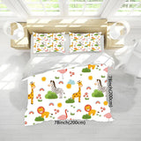 NNETM Cartoon Animal Microfiber Duvet Cover Set - Lion, Flamingo, Deer, Zebra Print (3pcs)