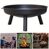 NNETM Outdoor Metal Fire Pit Bowl with Handles & Legs