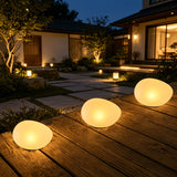 4-LED Solar Pebble Garden Warm Light