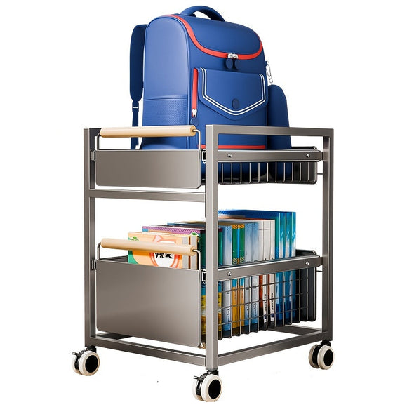 NNETM Mobile Book Bag Storage Rack Trolley