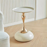 NNETM Round Side Table for Living Spaces (White)