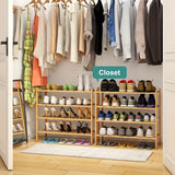NNETM Experience the natural charm of bamboo with our Double-Layer Shoe Rack
