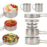 NNETM Camping Cookware Stainless Steel Set Outdoor (8pcs)