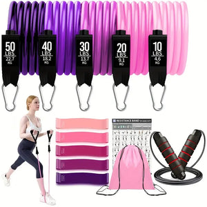 NNETM 17pcs Fitness Resistance Bands Set – Medium Tension