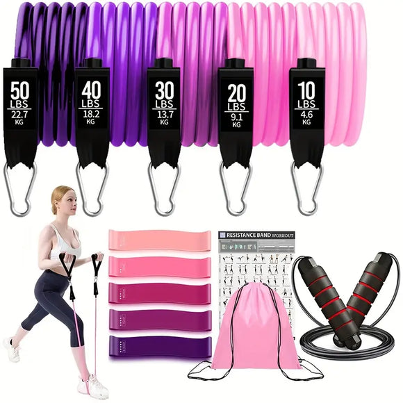 NNETM 17pcs Fitness Resistance Bands Set – Medium Tension