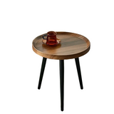 NNETM Contemporary Nordic Style Wood Round Coffee Table - Walnut Color