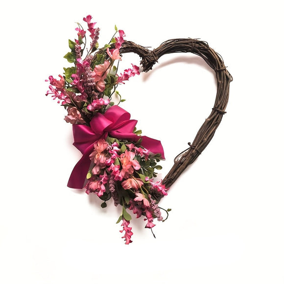 NNETM Heart-Shaped Floral Wreath Door Hanging