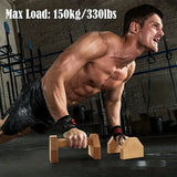 NNETM Wooden Push-Up Support Handles - Non-Slip Pad Included