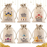 NNETM 6-Pack Linen Burlap Gift Bags for Ramadan
