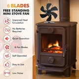 NNETM Silent Heat-Powered Wood Stove Fan (6-Blade)