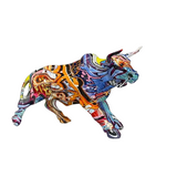 NNEOBA Graffiti Bull Figurine: Artistic Feng Shui Decor for Home and Office