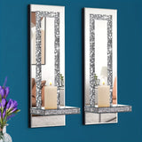 NNETM Wall Mirror Candle Holder Set with Silver Diamonds