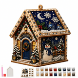 Wooden Christmas Snowman Wreath Diamond Painting Craft Pearl Bead