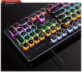 NNETM Caller Mechanical Keyboard - 104 Keys, Green Axis, Backlit, Wired USB, Black [Green Axis]