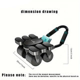 NNETM 1pc 4-Wheel Abdominal Roller with Automatic Rebound and Elbow Support Pads - Black
