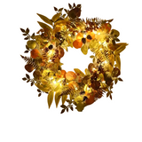 NNETM Autumn Glow: LED Light Wreath with Artificial Foliage