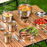 NNETM 8-Piece Stainless Steel Camping Cookware Set