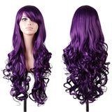 80CM Purple Long Curly Cosplay Wig Adjustable Net Cap