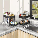 NNETM Pull Out Under Sink Storage Rack - Kitchen & Bathroom Organizer