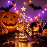 LED Christmas Tree Lamp Warm Light Spiral Golden Metal