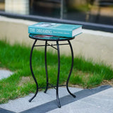 NNETM Terrance Floral Patio Side Table - Small Outdoor Glass End Table