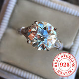 925 Sterling Silver Moissanite Engagement Ring – 4-Prong Vintage Style Wedding Ring