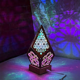NNETM Wooden Bohemian Floor Lamp with USB Charging Port - Retro LED Colorful Diamond Lights