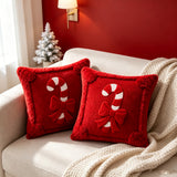 Christmas Cushion Cover Set of 2 Plush Candy Ribbon Design