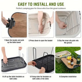 NNETM 1 Set Outdoor Camping Folding Storage Box with Wooden Lid - Coffee Color