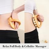 NNETM 2pcs 12-Beads Gua Sha Massage Stick – Carbonized Solid Wood(Brown)