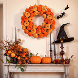 NNETM Faux Velvet Pumpkin Wreath Wall Hanging