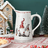 Ceramic Christmas Beverage Jug with Embossed Santa 1pc