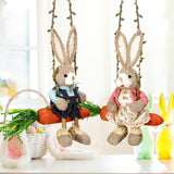 NNETM 2pcs Easter Hanging Rabbit Statue with Carrot Swing