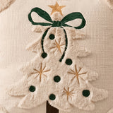 Christmas Tree Cushion Cover Set of 2 Plush Bow & Star Design